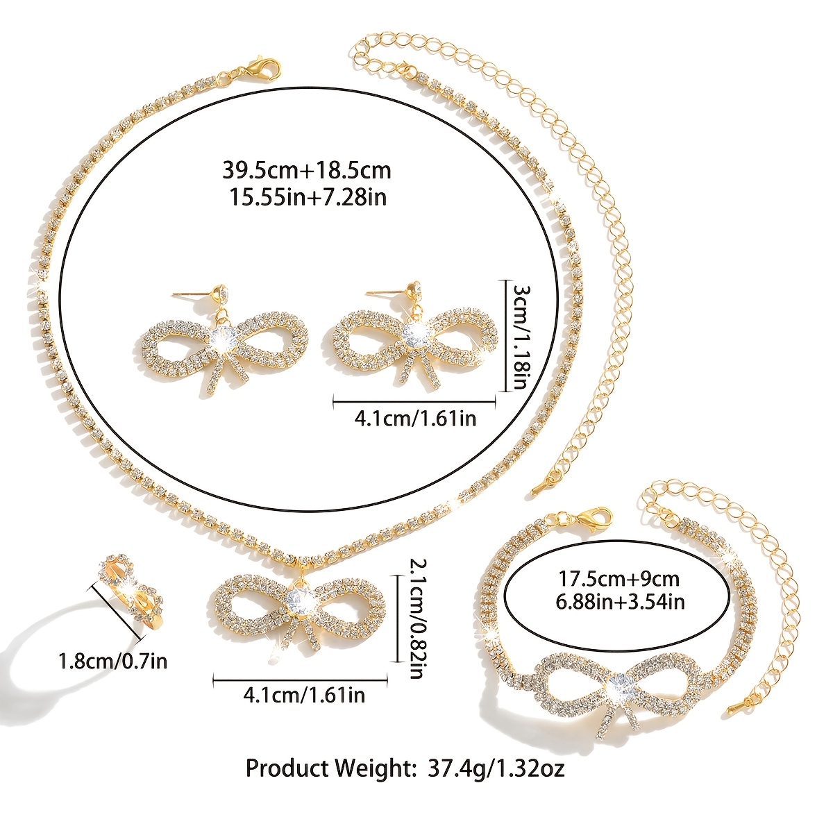French-Style Romantic Women's Bow Chain Jewelry Set
